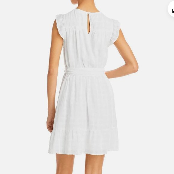 Bella Dahl Tiered Ruffle Dress White Keyhole Gauze Lined Size L NWT - Picture 2 of 13